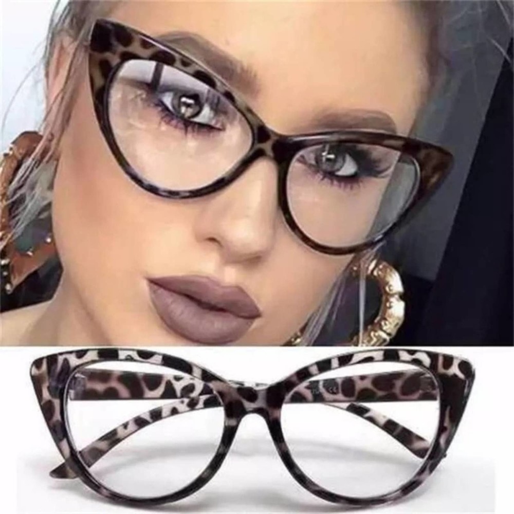 NEW Brown Cat Eye Clear Glasses